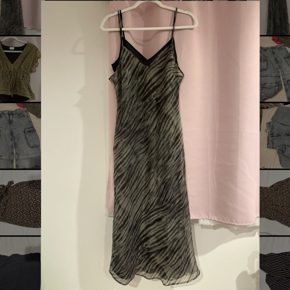 Mango Black and Gray Zebra Maxi Dress